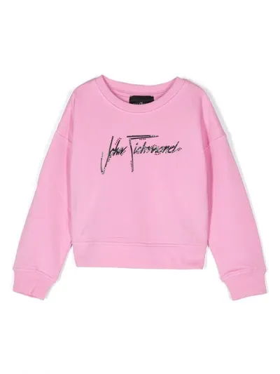 John Richmond Junior Sweatshirt Mit Logo-print In Rosa