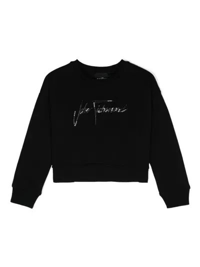 John Richmond Junior Kids' Rhinestone-embellished Sweatshirt In Black