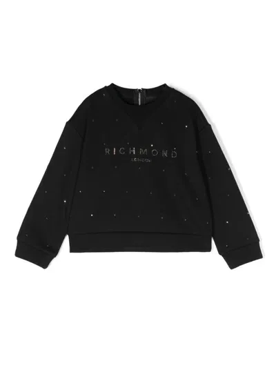 John Richmond Junior Kids' Studded-logo Sweatshirt In Black