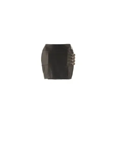 John Richmond Leather Miniskirt In Nero