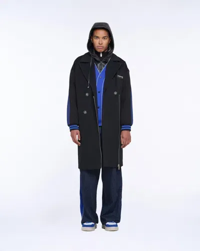 John Richmond Long Coat With Hood In Nero