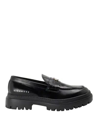 John Richmond Metallic Logo Loafer In Negro