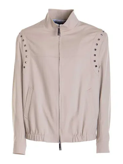 John Richmond Studded Zip Jacket In Beis