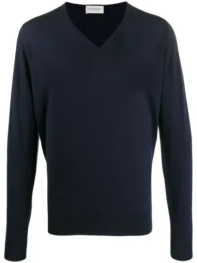 John Smedley Blenheim Pullover Vn Ls Clothing In Blue