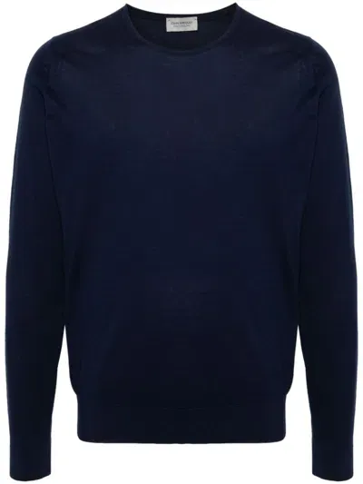 John Smedley Cotton Crew-neck Jumper In Blue