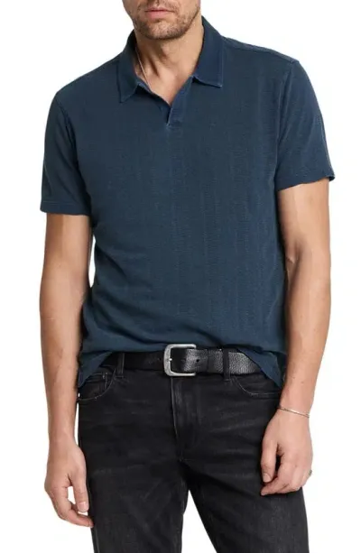 John Varvatos Zion Jacquard Garment Polo In Deep Blue