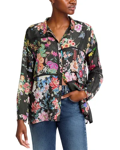 Johnny Was Audrey Silk Oversized Floral Blouse In Akki Scarf