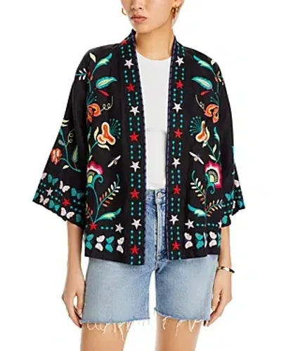 Johnny Was Averi Cropped Linen Kimono In Black