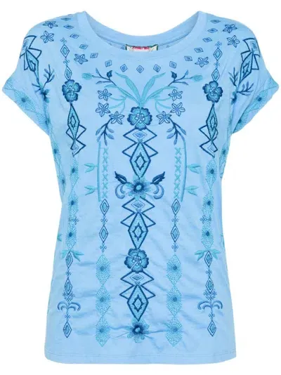 Johnny Was Taria Relaxed Tee In Blue