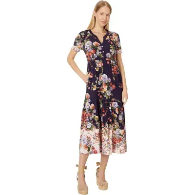 Johnny Was Elsa Tiered Knit Midi Dress In Multi