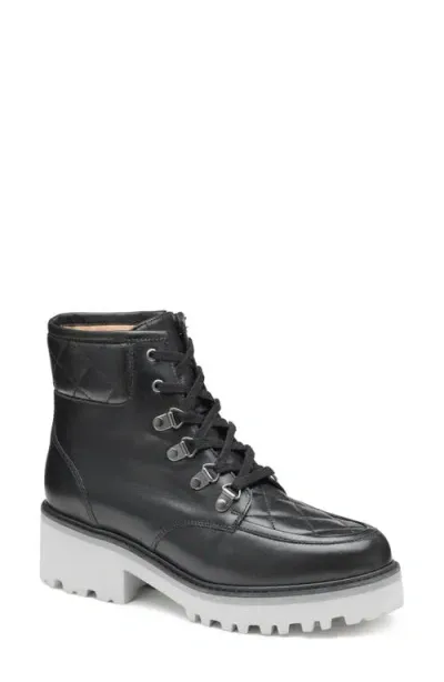 Johnston & Murphy Emmalynn Lug Sole Hiking Boot In Black Glove Leather