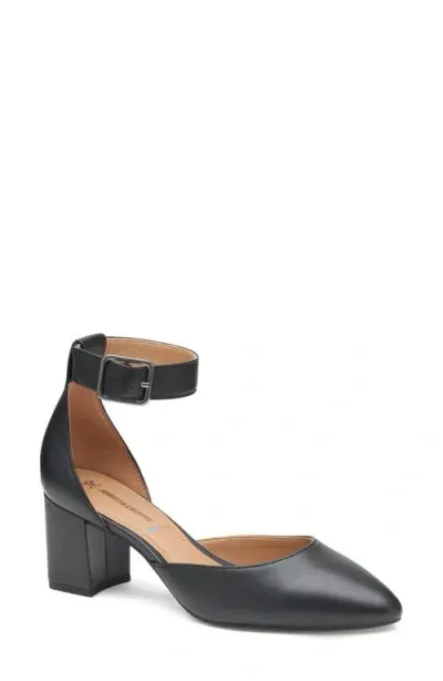 Johnston & Murphy Vicki Ankle Strap Pump In Black Glove Leather