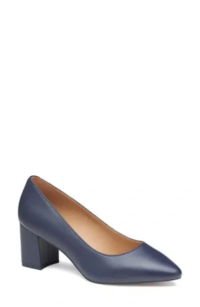 Johnston & Murphy Vicki Block Heel Pump In Navy Glove