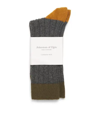 Johnstons Of Elgin Cashmere-blend Ribbed Socks In Multi