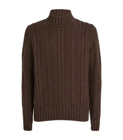 Johnstons Of Elgin Cashmere High-neck Sweater In Brown