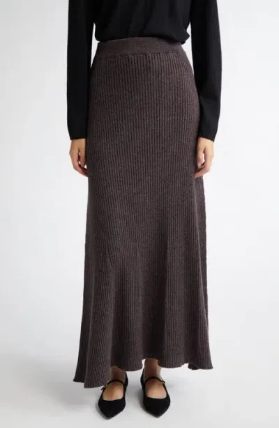 Johnstons Of Elgin Cashmere Rib A-line Sweater Skirt In Dark Russet Marl