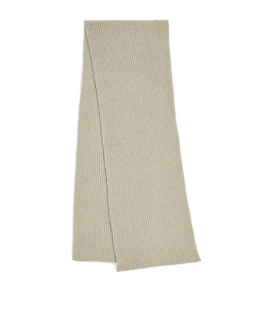 Johnstons Of Elgin Cashmere Ribbed Scarf In Beige