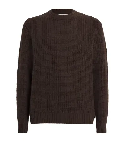 Johnstons Of Elgin Cashmere Waffle-knit Sweater In Brown