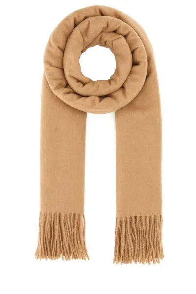 Johnstons Of Elgin Fringed Knitted Scarf In Brown