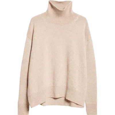 Johnstons Of Elgin Oversize Cashmere Turtleneck Sweater In Oatmeal