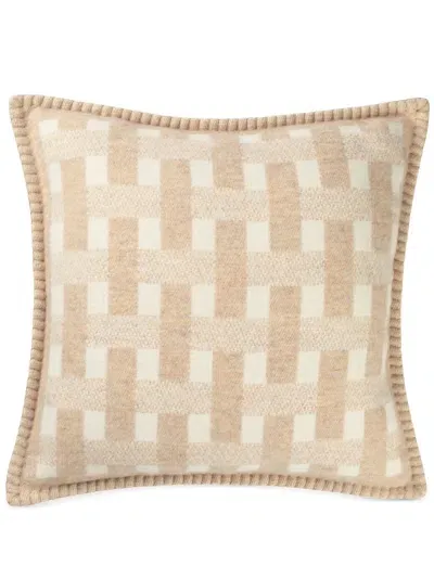 Johnstons Of Elgin Basketweave Wool Cushion In Ru7447 - Oatmeal White