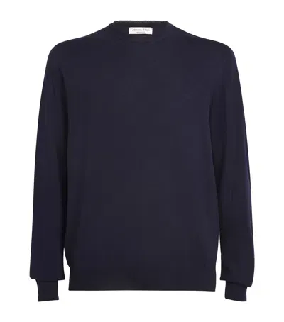 Johnstons Of Elgin Superfine Merino Sweater In Navy