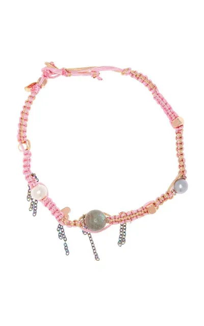 Joie Digiovanni Cotton Candy Stainless Steel Multi-stone Necklace In Pink