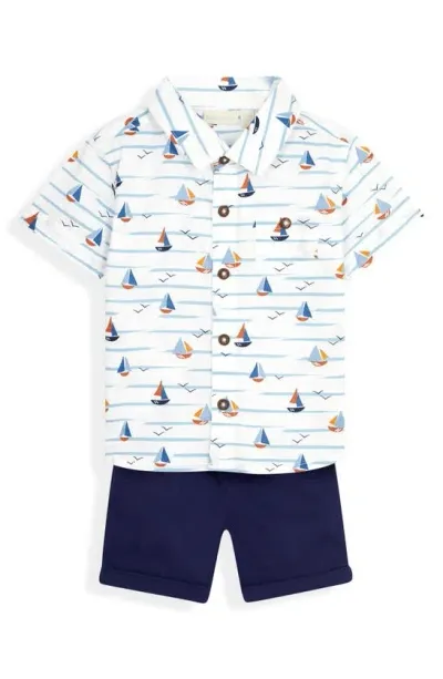 Jojo Maman Bébé Babies' Jojo Maman Bebe Boat Print Shirt & Shorts In White