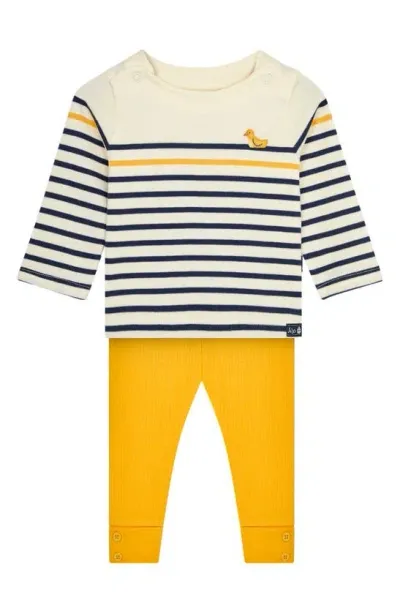 Jojo Maman Bébé Babies' Jojo Maman Bebe Chick Breton Cotton Top & Leggings Set In Yellow