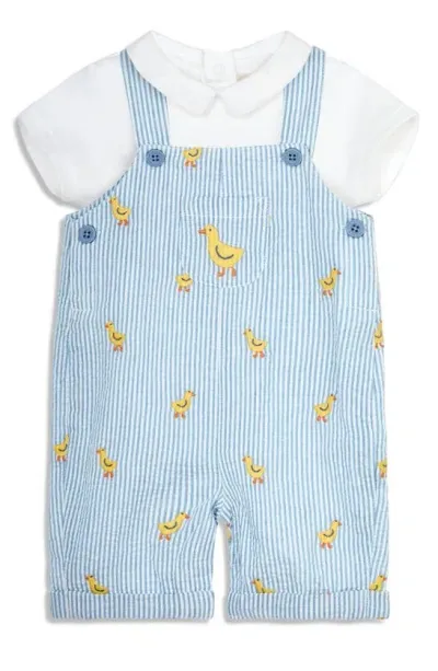 Jojo Maman Bébé Babies' Jojo Maman Bebe Chicks Embroidered Bodysuit & Overalls Set In Blue