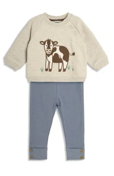 Jojo Maman Bébé Babies' Jojo Maman Bebe Cow Sweatshirt & Rib Leggings Set In Natural