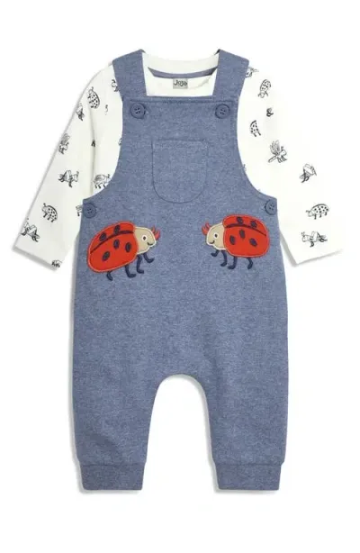 Jojo Maman Bébé Babies' Jojo Maman Bebe Long Sleeve Print Cotton T-shirt & Ladybug Overalls Set In Denim