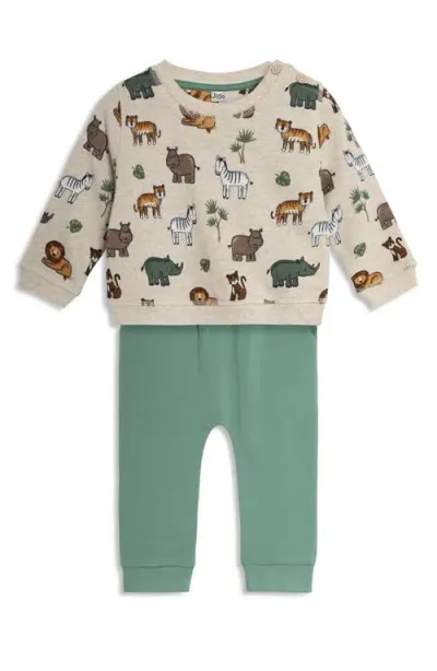 Jojo Maman Bébé Babies' Jojo Maman Bebe Safari Animal Sweatshirt & Joggers Set In Natural