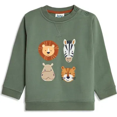 Jojo Maman Bébé Babies' Jojo Maman Bebe Safari Friends Appliqué Cotton Graphic Sweatshirt In Khaki