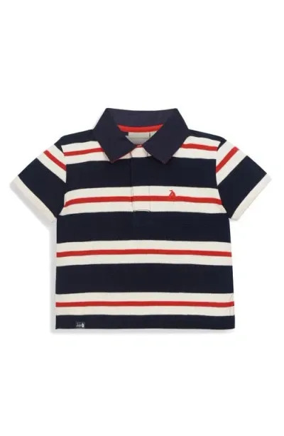 Jojo Maman Bébé Babies' Jojo Maman Bebe Stripe Cotton Polo In Navy/red/white