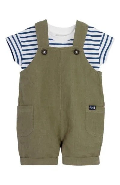 Jojo Maman Bébé Babies' Jojo Maman Bebe Stripe T-shirt & Overalls Set In Khaki