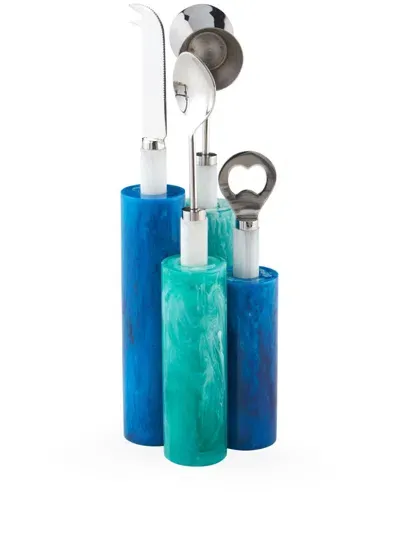 Jonathan Adler Mustique Barware Set In Blue