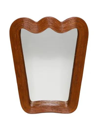 Jonathan Adler Riviera Ripple Wood Mirror In Braun