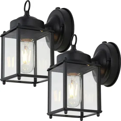 Jonathan Y Boston 1-light Farmhouse Industrial Iron/glass Outdoor Led Sconce In Black/clear