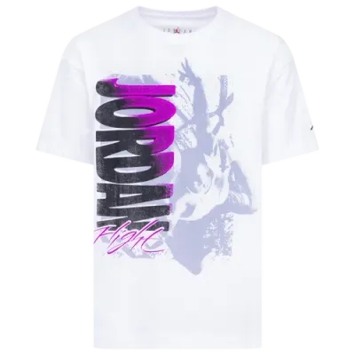 Jordan Girls   Throwback Flight Short Sleeve T-shirt In White/black