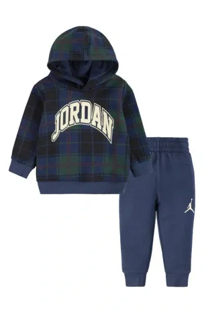 Jordan Babies'  Holiday Essential Plaid Hoodie & Joggers Set In Obsidian