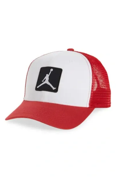 Jordan Rise Structured Snapback Baseball Cap In White/gym Red/white