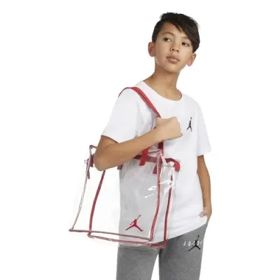 Jordan Youth   Stadium Tote Bag In Clear/red