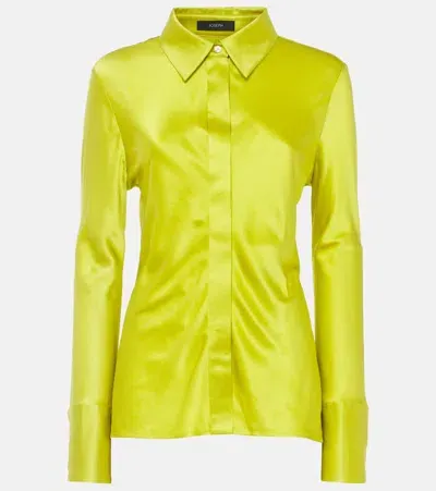 Joseph Brunel Silk Satin Blouse In Yellow