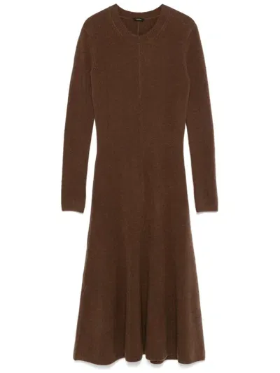 Joseph Brushed Cashmere-blend Midi Dress In Brown