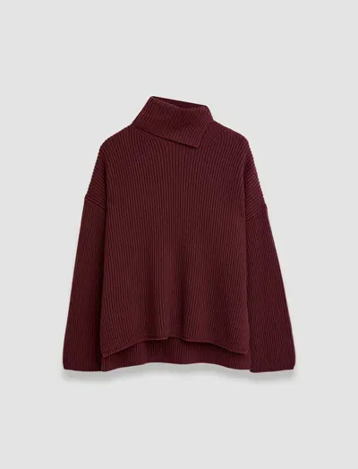 Joseph Light Cardigan Stitch High Neck Jumper In Merlot