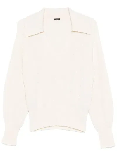 Joseph Open Neck Sweater In White