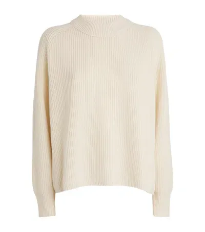 Joseph Wool-cashmere-silk Cardigan-stitch Sweater In Ivory