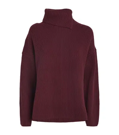 Joseph Wool-cashmere-silk Cardigan-stitch Sweater In Red