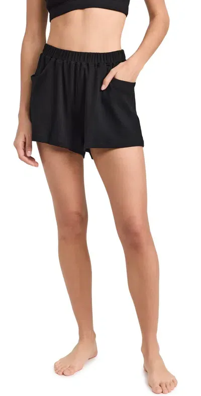 Journelle Ribbed Jersey Shorts Black